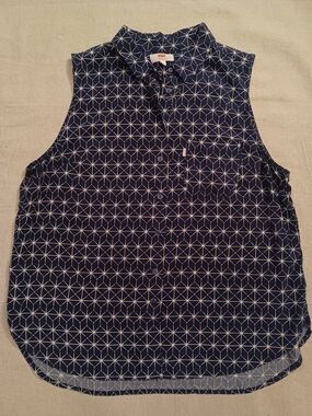 Levi's Geometric Navy Print Sleeveless Button-Down Top Women's Size Medium